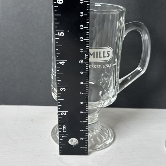 2 Old Bushmills Irish Whiskey Irish Coffee glass Mug Cups With Pedestal Etched - Picture 7 of 7